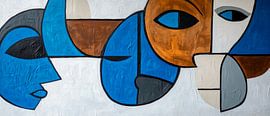 Abstract faces in blue and brown by Poster Art Shop