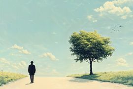 Journey into the Still Sky van Abstract Schilderij