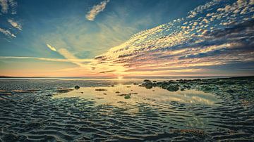 strand en de Noordzee bij een zonsondergang van eric van der eijk