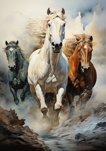 Paarden poster kunst print muur kunst foto