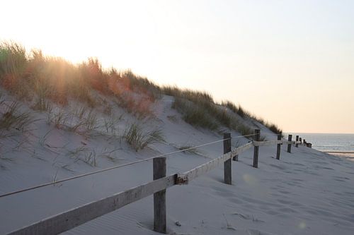 Hekwerk bij de strandovergang op Terschelling van Eibert van de Glind
