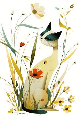 Catty Elegance in the Field of Flowers