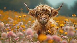 Scottish Highlanders: sea of flowers by ByNoukk