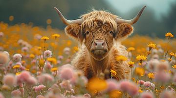 Scottish Highlanders: sea of flowers by ByNoukk