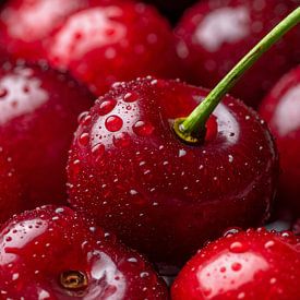 Gros plan détaillé sur une cerise fraîche sur Mustafa Kurnaz