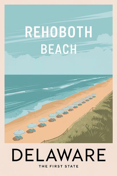 Rehoboth Beach, Delaware Vintage Travel Poster von Poster Art Shop