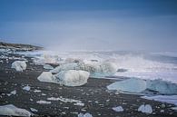 Het zwarte strand bij Jökulsárlón von Jo Pixel Miniaturansicht