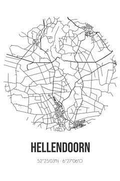 Hellendoorn (Overijssel) | Karte | Schwarz und Weiß von Rezona