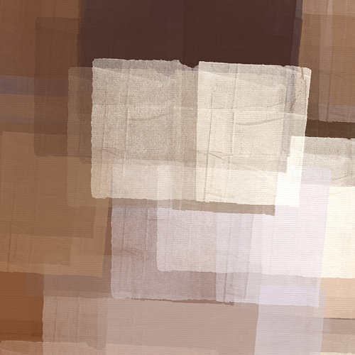 Taupe, bruin, wit. Abstracte schilderij in aardetinten. Set van 2. Nr. 1