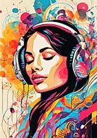Femme écoutant de la musique