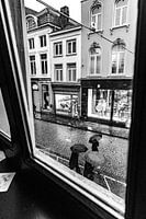 Triptych: umbrellas in the street (2 of 3)