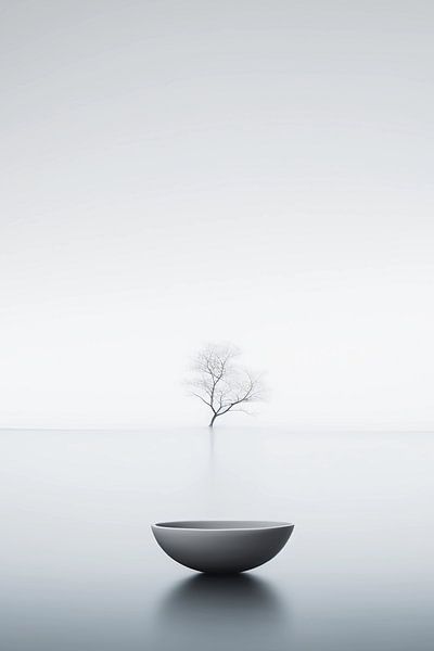 Lonely tree in the smooth lake by haroulita