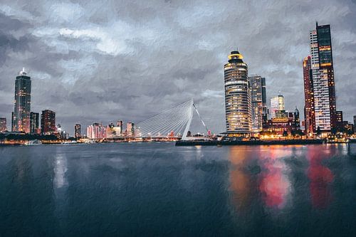 Wilhelminapier Rotterdam digitaal schilderij