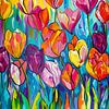 Colourful Tulips Abstract by Jacky