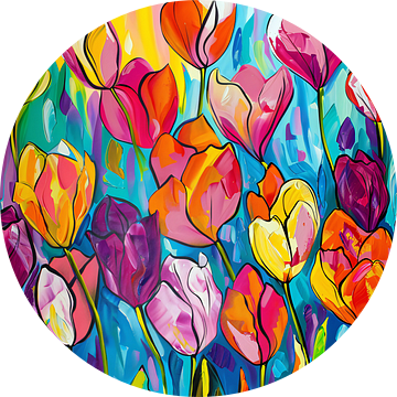 Kleurrijke Tulpen Abstract van Jacky