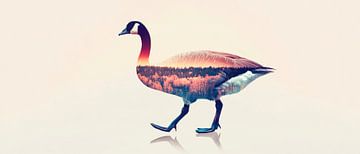Zwemmende zwaan van Poster Art Shop