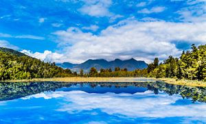 Mirror lake Nieuw Zeeland van Ivo de Rooij