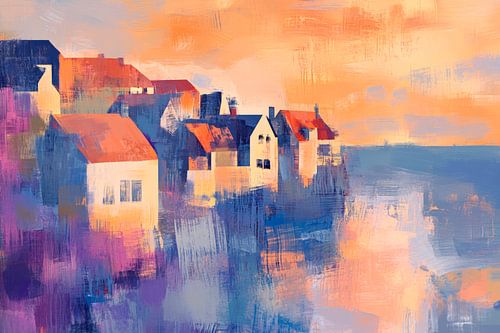 Colourful coastal landscape at sunset