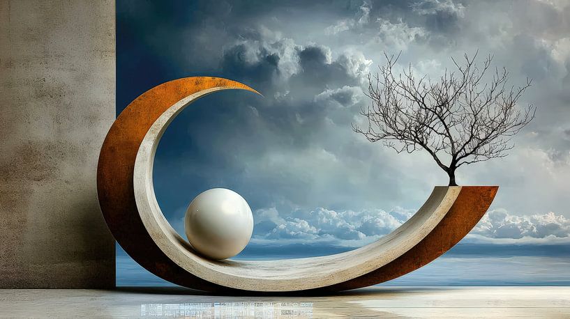 Floating harmony in cosmic balance by Klaus Tesching - Art-AI