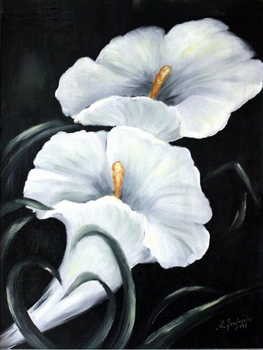 Witte Calla - Bloemen hand beschilderd