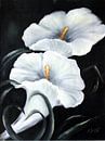 Witte Calla - Bloemen hand beschilderd van Marita Zacharias thumbnail