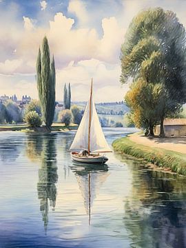 Sailboat On The Seine by TOAN TRAN