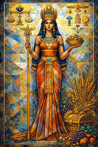 Perzische godin Ashi schilderij.