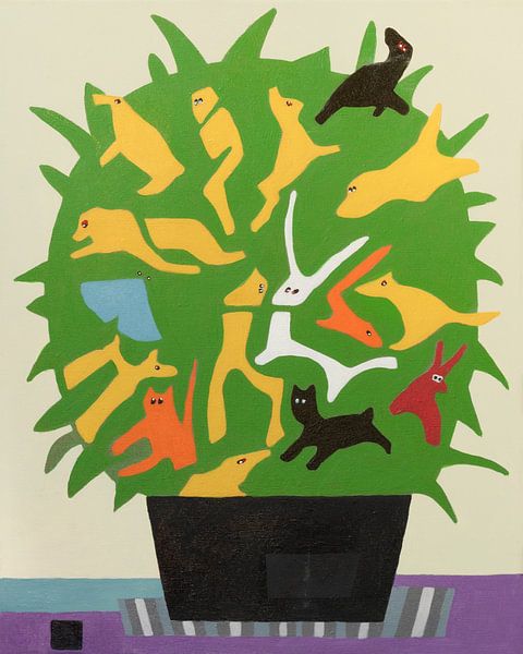 fleurs, fantaisie, abstrait, coloré (WADM8) par Marjolein Bresser
