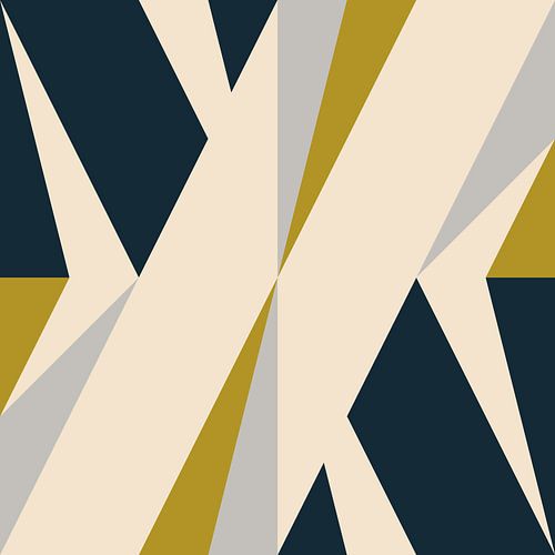 Retro geometrie met driehoeken in Bauhaus-stijl in mosterdgeel 2