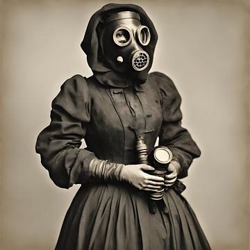 Personnage historique avec masque à gaz (femme) sur FoXo Art