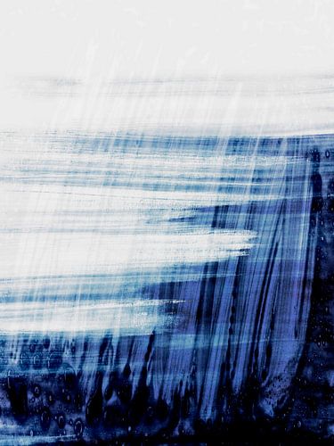 Japanse Zee Abstractie in Blauw en Crème