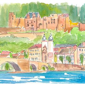 Heidelberg Allemagne Vue sur la vieille ville et le château sur Markus Bleichner