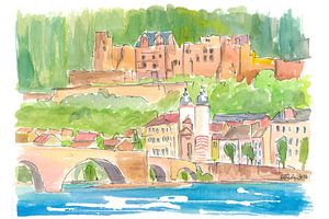 Heidelberg Deutschland Blick auf Altstadt und Schloss