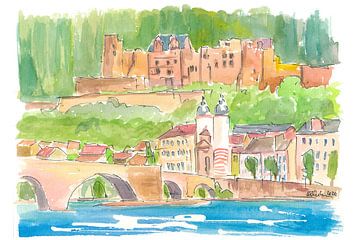 Heidelberg Duitsland Uitzicht op de oude stad en het kasteel van Markus Bleichner