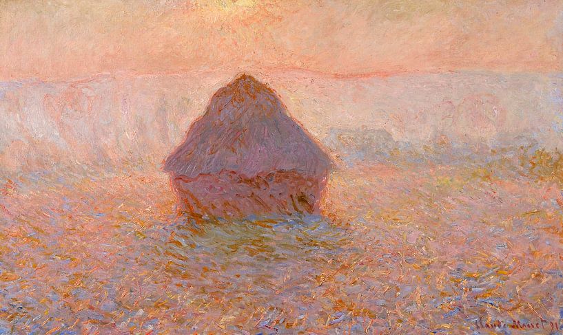 Heuhaufen, Sonne im Nebel - Claude Monet von 1000 Schilderijen