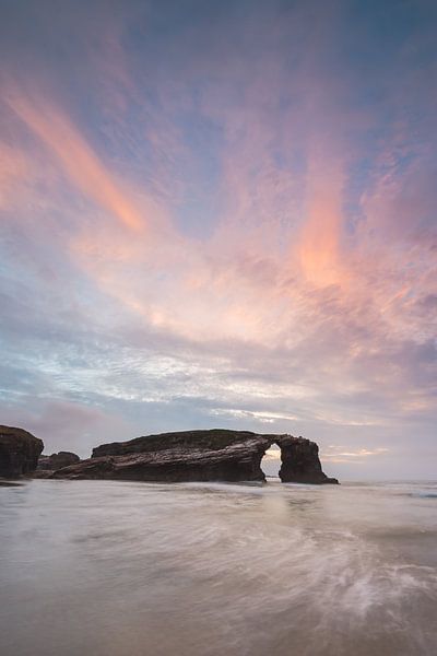 Sunset Playa de Catedrales Ribadeo Spain by Peter Haastrecht, van