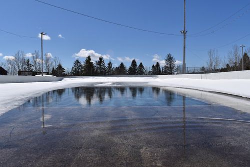 De schaatsbaan in het voorjaar