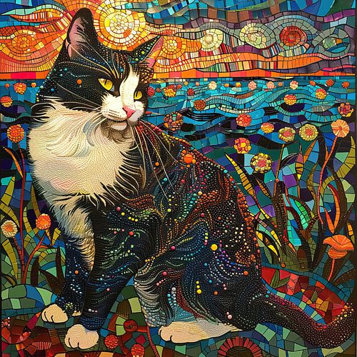 Schilderij Kleurrijke Kat