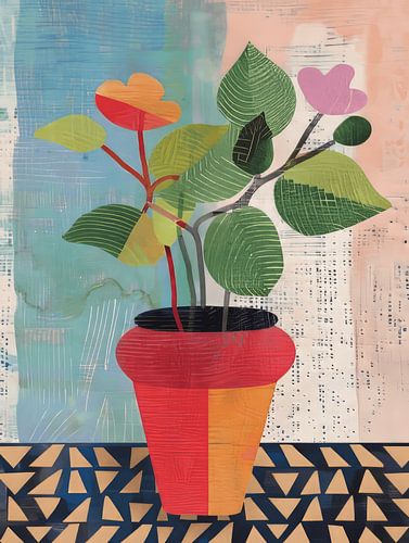 Fröhliche Illustration einer Pflanze in einem Topf