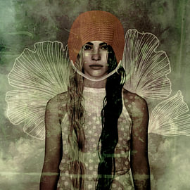 Bonnet de bain « Vlindergirl Gingko biloba », style « Mixed media »