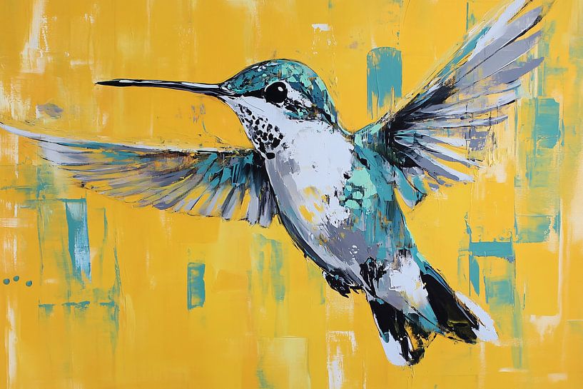 Peinture abstraite colorée d'un colibri par Imperial Art House