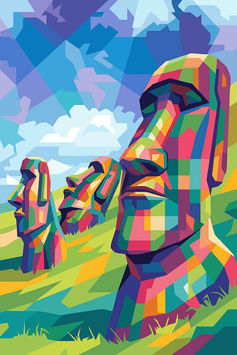 Moai-eiland WPAP popart-illustratie metalen poster