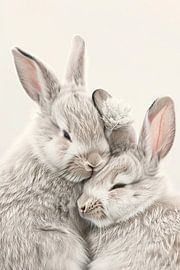 Kuschelnde Kaninchen von Poster Art Shop