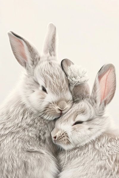 Kuschelnde Kaninchen von Poster Art Shop