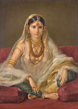 Portret van een Mughal dame, zittend in een interieur, Francesco Renaldi