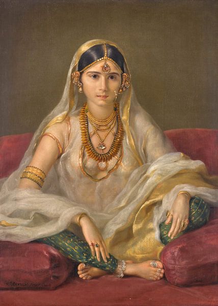 Portrait of a Mughal lady, seated in an interior, Francesco Renaldi by Masterful Masters