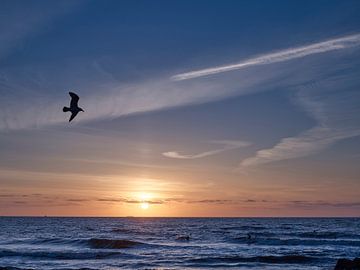 La mer au coucher du soleil. sur Sjoerd van der Hucht