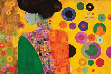 Colourful portrait in the style of Gustav Klimt and Hilma af Klint by Carla Van Iersel