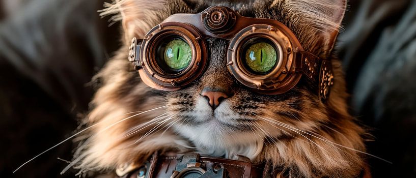 Kat met steampunkbril van Poster Art Shop