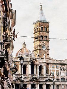 Straatbeeld richting Basilica di Santa Maria Maggiore Rome van Dorothy Berry-Lound